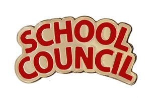 Schulrat rote Emaille & vergoldete Form Pin Anstecker  - Bild 1 von 2