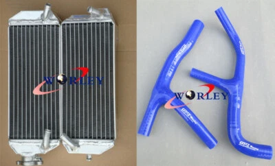 aluminum radiator & Blue hose for Suzuki DRZ400E DRZ400 2000-2004 Y K1 2001 2002 - Image 1 of 4