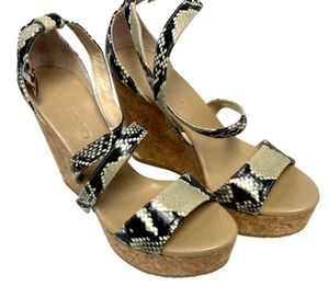 Jimmy Choo Snakeskin Leather Espadrille Platform Wedge Ankle Strap Sandal 40.5 - Picture 1 of 7