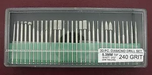 30 Stück 240er-Körnung Diamantbohrer-Set Lapidarwerkzeug 3/32 Zoll TK4-240 - Bild 1 von 1