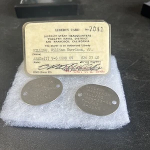 Rare WW2 Era US Navy Liberty Card & Matching Dog Tags USNR - Picture 1 of 1