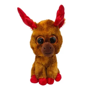 Ty Beanie Boos ARCE el reno de Navidad peluche astas rojas ojos brillantes dorados - Imagen 1 de 7