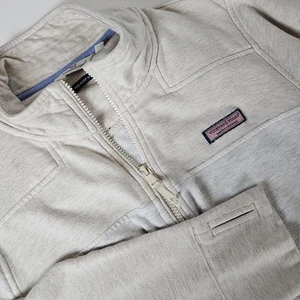 Vineyard Vines Sweater Womens Size 2X Tan Colorblock Shep Shirt 1/4 Zip Martha's - Picture 1 of 12