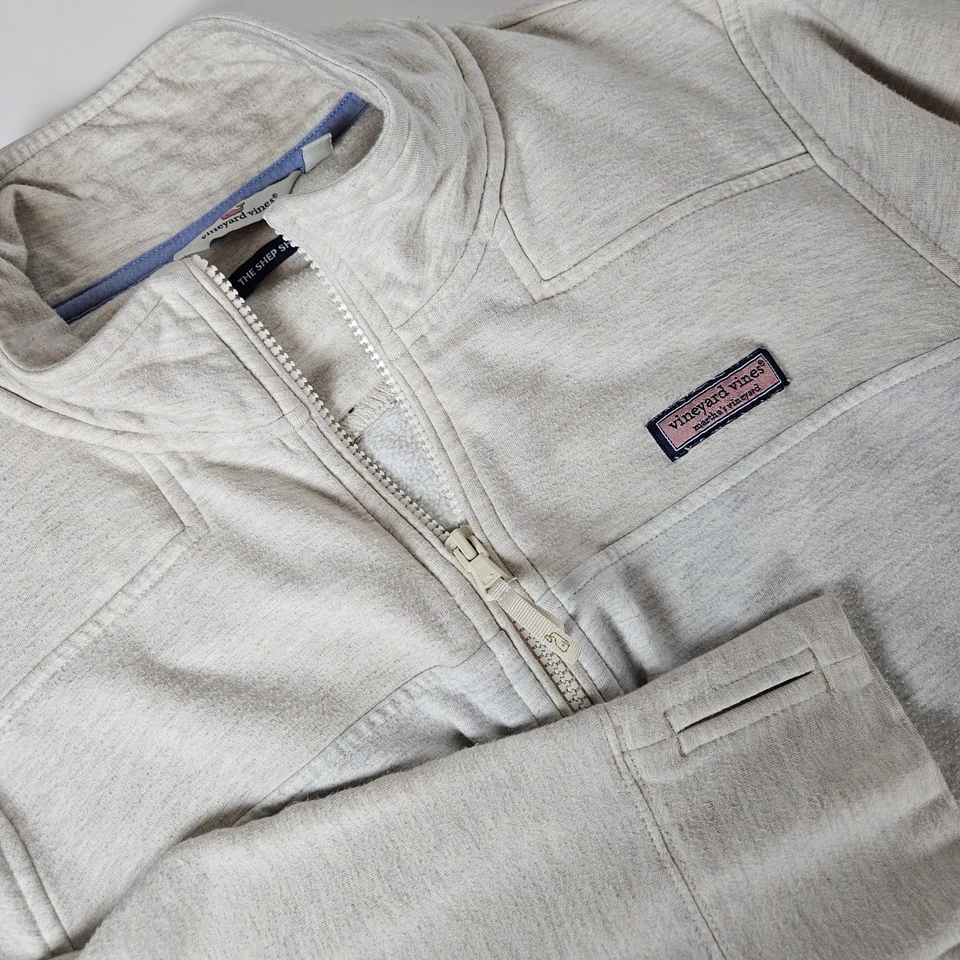 Suéter feminino Vineyard Vines tamanho 2X bronzeado colorblock camisa ovelha 1/4 zíper Martha's - Imagem 1 de 4