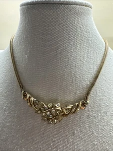 Gargantilla collar vintage Alfred Philippe corona Trifari diamantes de imitación transparentes oro - Imagen 1 de 4