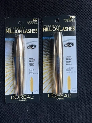 2 L'OReal Paris Voluminous Million Lashes Mascara 630 Blackiest Black . - Image 1 of 2