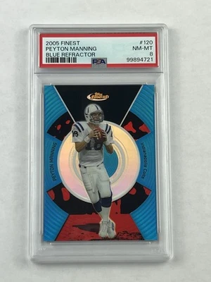 Peyton Manning 2005 Topps Finest #120 Blue Refractor /299 PSA 8 COLOR MATCH RARE - Image 1 of 2