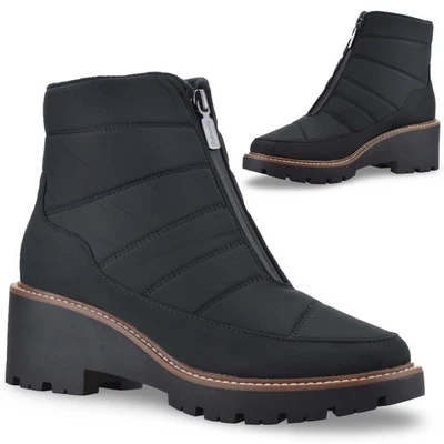 Ladies Womens Zip Up Waterproof Winter Warm Chelsea Ankle Biker Boots Shoes Size - Image 1 of 4