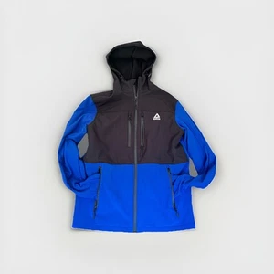 Reebok Jacket Mens Medium Blue Soft Shell Fleece Full Zip Navy Active Hoodie - Picture 1 of 16
