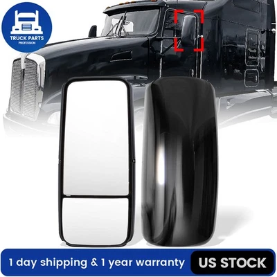 Black Door Mirror w/Heated Driver LH Side For Kenworth T660 T600 T170 T270 T800 Foto 1 de 4