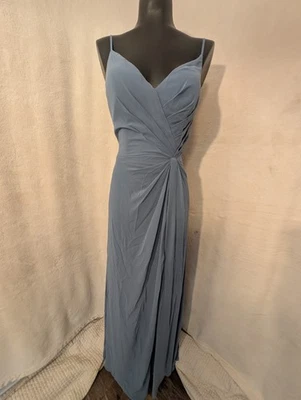 Vestido de Dama de honor Morilee Azul Pizarra Largo Formal Vestido Espagueti Foto 1 de 4