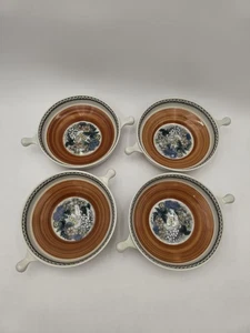 Set Of 4 Goebel Burgund Bavaria W Germany Lug Handled Soup Bowls Lugged Vintage - Picture 1 of 10