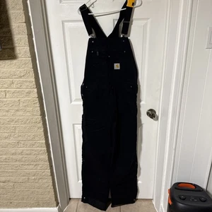 Carhartt Men's Size Large Washed Duck Insulated Bib Overall black OR4031-M NWT - Picture 1 of 6