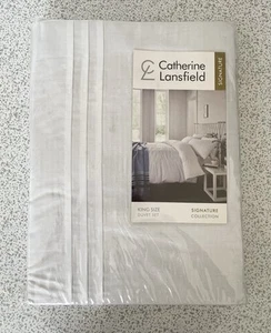 Catherine Lansfield Signature Collection minimalistisches weißes Kingsize-Bettwäscheset neu - Bild 1 von 5