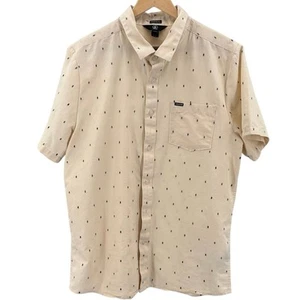 Volcom Button Up Shirt Cream Mens Sz XL Modern Fit Short Sleeve Collared Casual - Picture 1 of 7