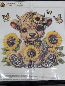 Hágalo usted mismo Kits de arte de diamantes 5D para adultos, vacas y mariposas pintura de diamantes 30x30 cm - Imagen 1 de 4