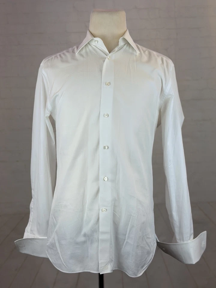 Ermenegildo Zegna Men's White Cotton French Cuff Formal Dress Shirt 16 36/37 41 - Image 1 of 4