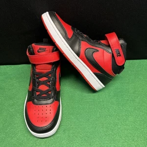 NEW Nike Court Borough Mid 2 Red/Black Kids Shoes Youth Size 2Y CD7783-602 - Picture 1 of 4