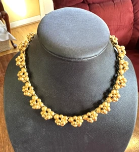 Vintage Anne Klein 80’s Heavy Matte Gold Tone Statement Chunky Toggle Necklace - Picture 1 of 7