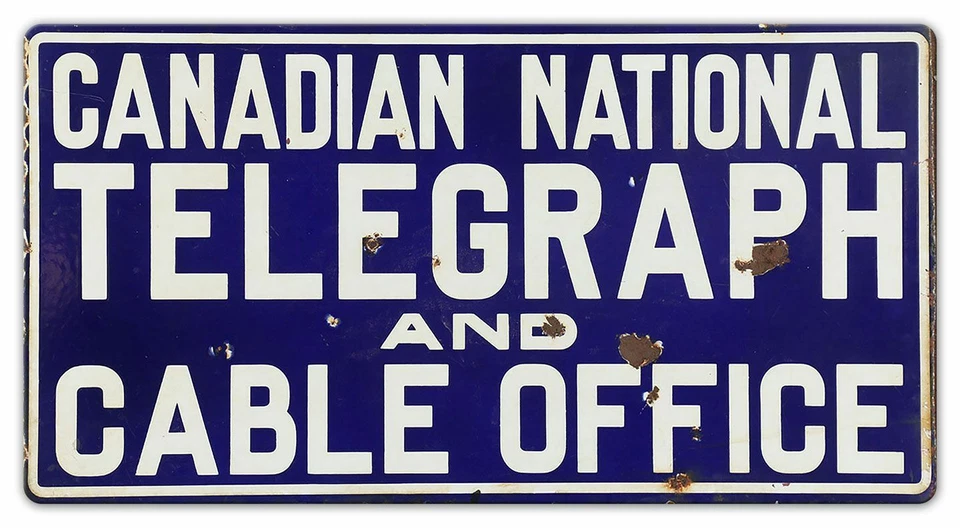 CANADIAN NATIONAL TELEGRAPH CABLE OFFICE 19" HEAVY DUTY USA MADE METAL ADV SIGN - Image 1 of 1