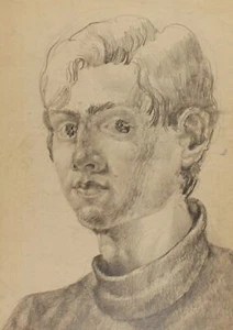Vintage realist young man portrait pencil drawing - Picture 1 of 12