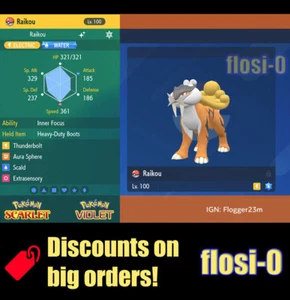 6IV Shiny Raikou Pokemon Scarlet and Violet - Picture 1 of 1