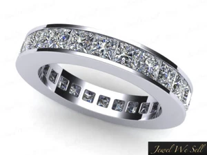 2.7Ct Princess Cut Diamond Channel Set Eternity Band Ring 14k White Gold G VS1-2 - Picture 1 of 3