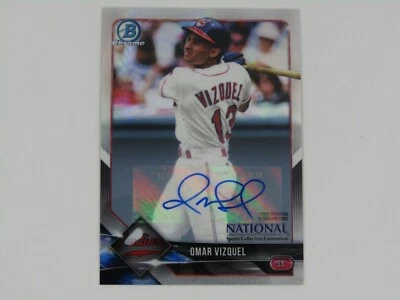 OMAR VIZQUEL 2018 BOWMAN CHROME NSCC AUTOGRAPH AUTO #4/9! SSP! - INDIANS! - Image 1 of 2