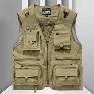 Gilet outdoor uomo multitasche traspirante smanicato giacca pesca gilet - Foto 1 di 19