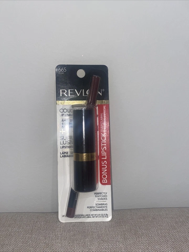 Revlon Bonus Super Lustrous Lipstick with ColorStay Lipliner PLUM #665 NEW  - Image 1 of 1