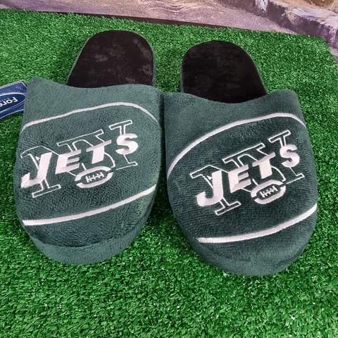 New York Jets NFL Men's Logo Slip On Slippers Size Large (11/12) ~ New With Tags Cover
