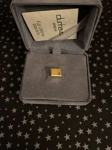 Vintage DUNHAVEN Gold Tone Tie Tack Lapel Pin Genuine RUBY STARBURST Detail NIB - Picture 1 of 4