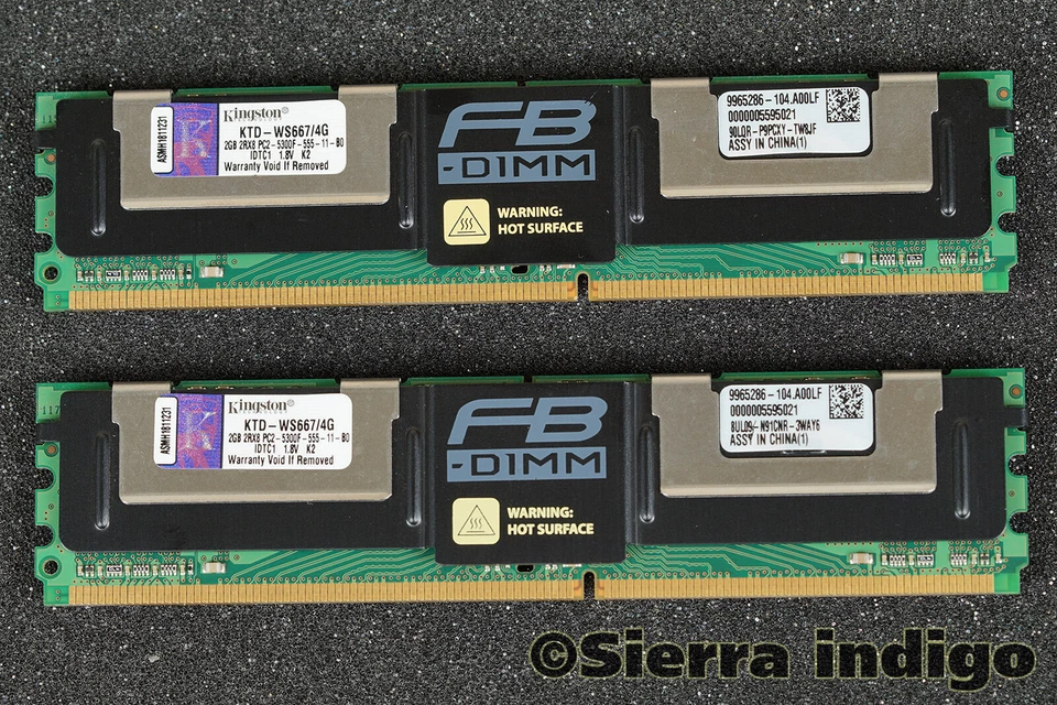 KTD-WS667/4G Kingston 4GB Kit of 2x2GB PC2-5300F-555-11-B0 Server Memory RAM - Image 1 of 1