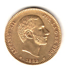 ESPAÑA 25 pesetas oro 1882 MS.M. *18* *82* Rey Alfonso XII - fecha escasa