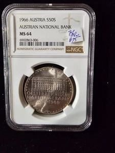 1966 Austria 50 schilling National Bank NGC MS64 - Picture 1 of 2
