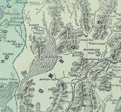 Mapa NEVADA 1900 de colección 11"x14" antiguo antiguo original BLACK ROCK DESERT CITY NV Foto 1 de 4