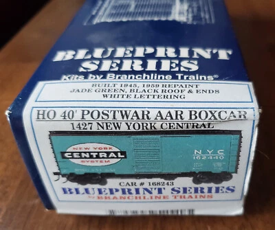 Ho Branchline Trains 40 ft Post War AAR Boxcar NYC 168243 - Jade Green - Image 1 of 3