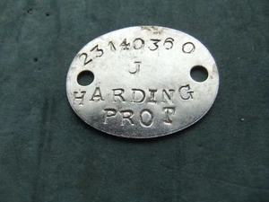 Etiqueta de identificación militar Hardin J 23114036 prot servicio de guerra ejército identificación - Imagen 1 de 2
