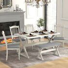 6-Piece Dining Table Set with Rectangular Table and 4 Upholstered Chairs & Bench