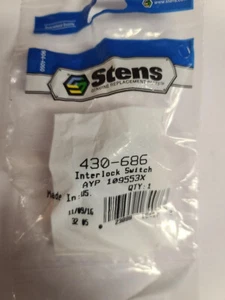 Interruptor de bloqueo Stens 430-686 Husqvarna 532109553, 539101080 AYP 109553X A3B - Imagen 1 de 3