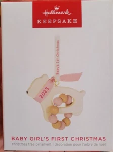 Hallmark 2023 Baby Girls First Christmas Ornament Beaded Baby Rattle NIB - Picture 1 of 2
