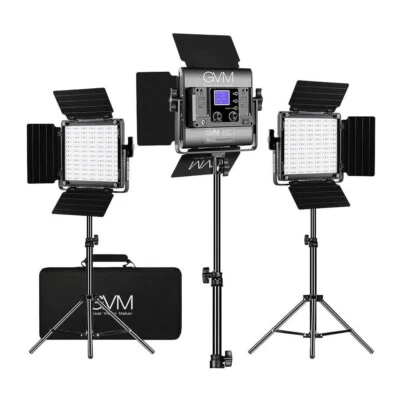 GVM 800D-RGB 40W Bi-color + RGB WiFi connected 3 Panel Light Kit - Image 1 of 4