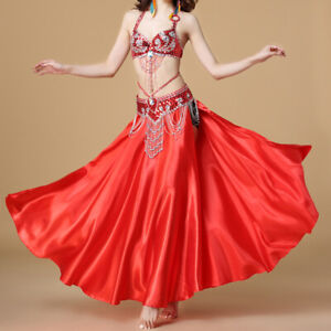 Performance Dress Sets Beaded Bra Top Belt Skirt Suits Belly Dance 3pcs Costume