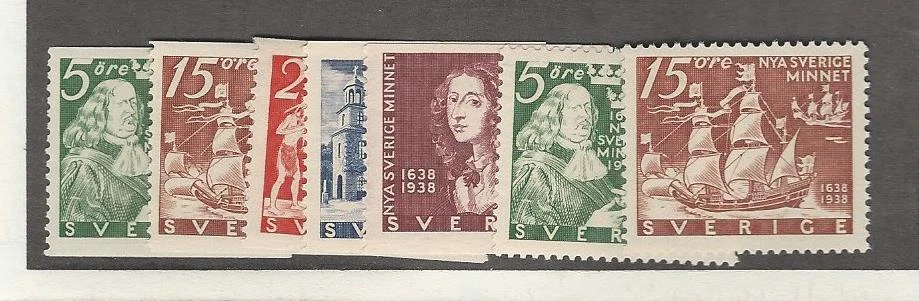 Suecia, sello postal, #268-274 conjunto como nuevo NH, envío 1938, Minnet Foto 1 de 1