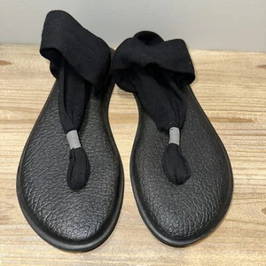 Sanuk Womens Size 9 Yoga Mat Sling Black Flip Flops Comfort Sandals Shoes NWOT - Picture 1 of 5