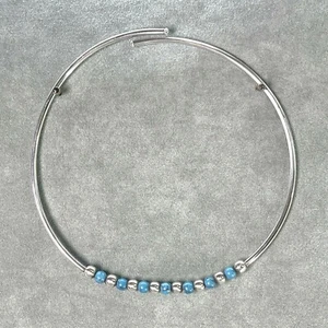 17.25" Collar Necklace Choker with Turquoise & Sterling Silver Beads - Picture 1 of 6