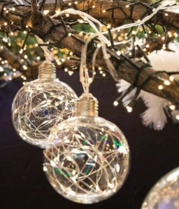 LED String Lights with Clear Balls - 4” Orbs 9 Light Set - Picture 1 of 5