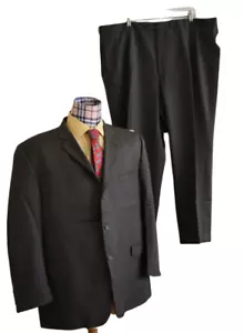 Burberry London Men's Olive Gray Wool Striped Side Vent Notch Lapel Suit 48R - Picture 1 of 12
