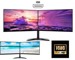 Dual Monitor Screen 2X22" Full HD HDMI Monitors with Brand New Dual Stand Bundle - Picture 1 of 7