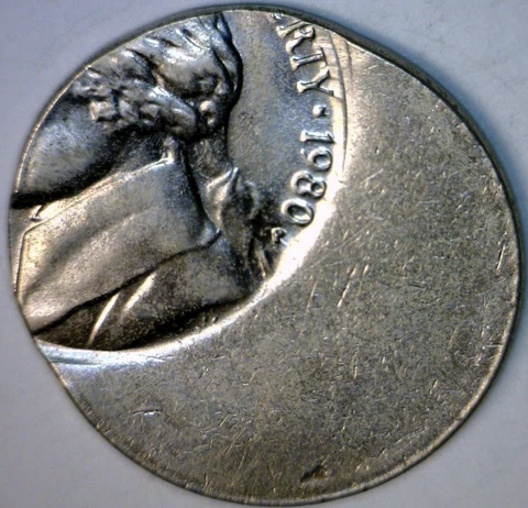 1980 ERROR OFF CENTER Jefferson Nickel BU + Coin NICE BETTER EARLY DATE O/C  NR Cover